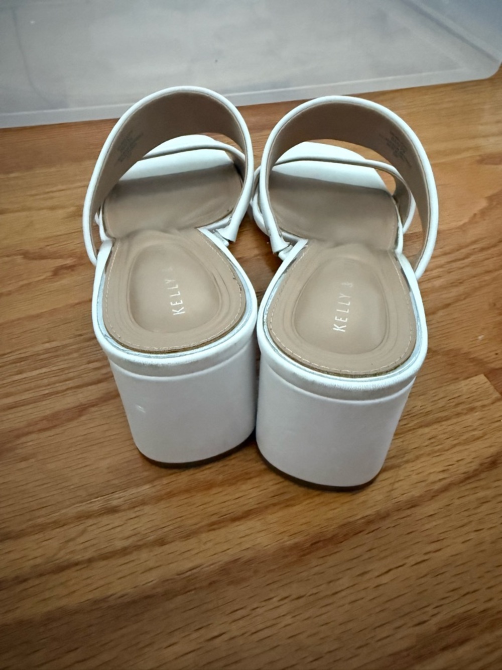 Kelly & Katie White Double-Strap Block Heel Mules - Picture 5 of 5